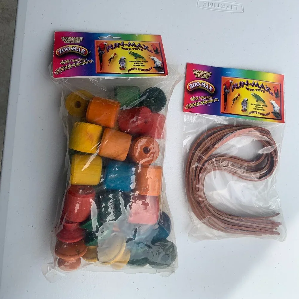 BIRD SUPPLIES - 2pc lot PARROT MACCAW, cage toys, ropes, blocks, replacememt DYI